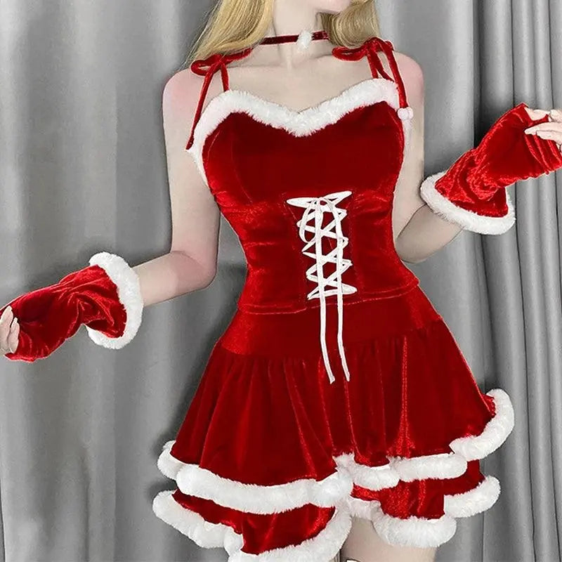 Women Christmas Cosplay Costume Female Santa Claus Series Uniform Xmas Party Snow Elk Girl Red Dress Sexy Bunny Seductive Suits - SS69