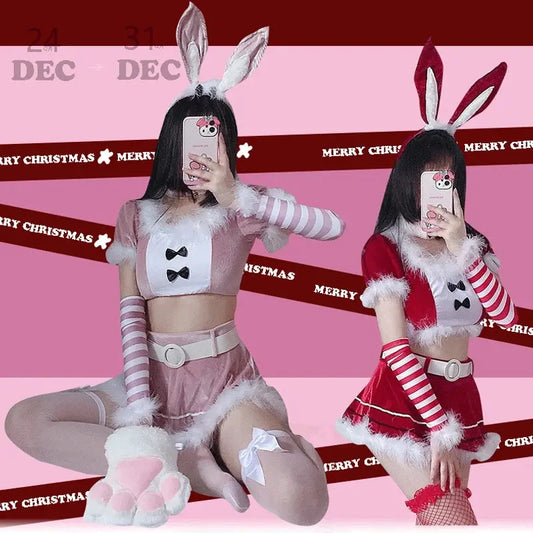 Women Christmas Cosplay Costume Female Santa Claus Series Uniform Xmas Party Snow Elk Girl Red Dress Sexy Bunny Seductive Suits - SS69