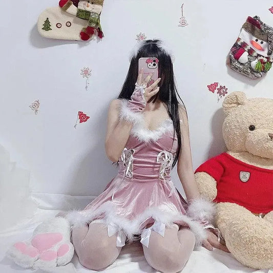 Women Christmas Cosplay Costume Female Santa Claus Series Uniform Xmas Party Snow Elk Girl Red Dress Sexy Bunny Seductive Suits - SS69