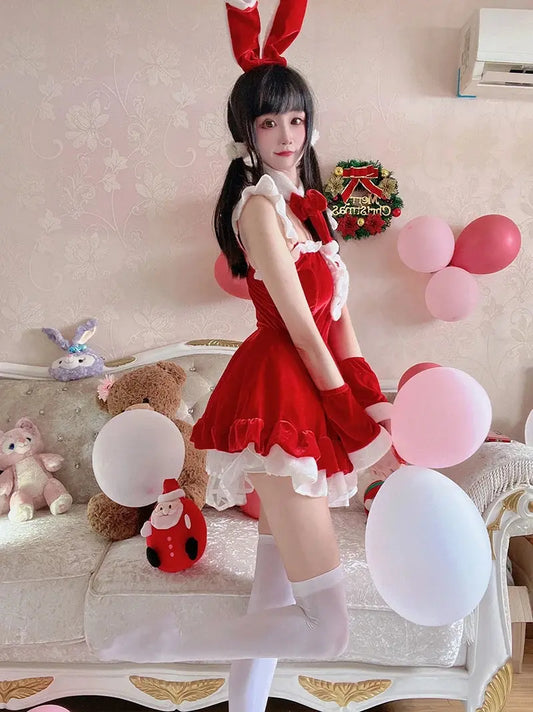 Women Christmas Cosplay Costume Female Santa Claus Series Uniform Xmas Party Snow Elk Girl Red Dress Sexy Bunny Seductive Suits - SS69