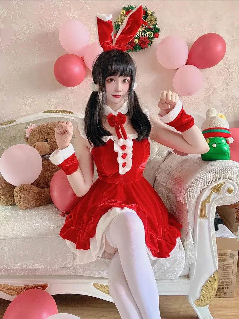 Women Christmas Cosplay Costume Female Santa Claus Series Uniform Xmas Party Snow Elk Girl Red Dress Sexy Bunny Seductive Suits - SS69