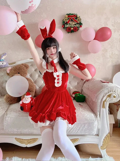 Women Christmas Cosplay Costume Female Santa Claus Series Uniform Xmas Party Snow Elk Girl Red Dress Sexy Bunny Seductive Suits - SS69