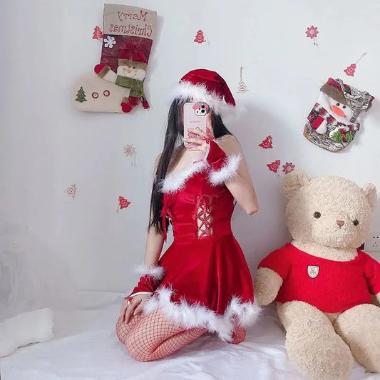 Women Christmas Cosplay Costume Female Santa Claus Series Uniform Xmas Party Snow Elk Girl Red Dress Sexy Bunny Seductive Suits - SS69