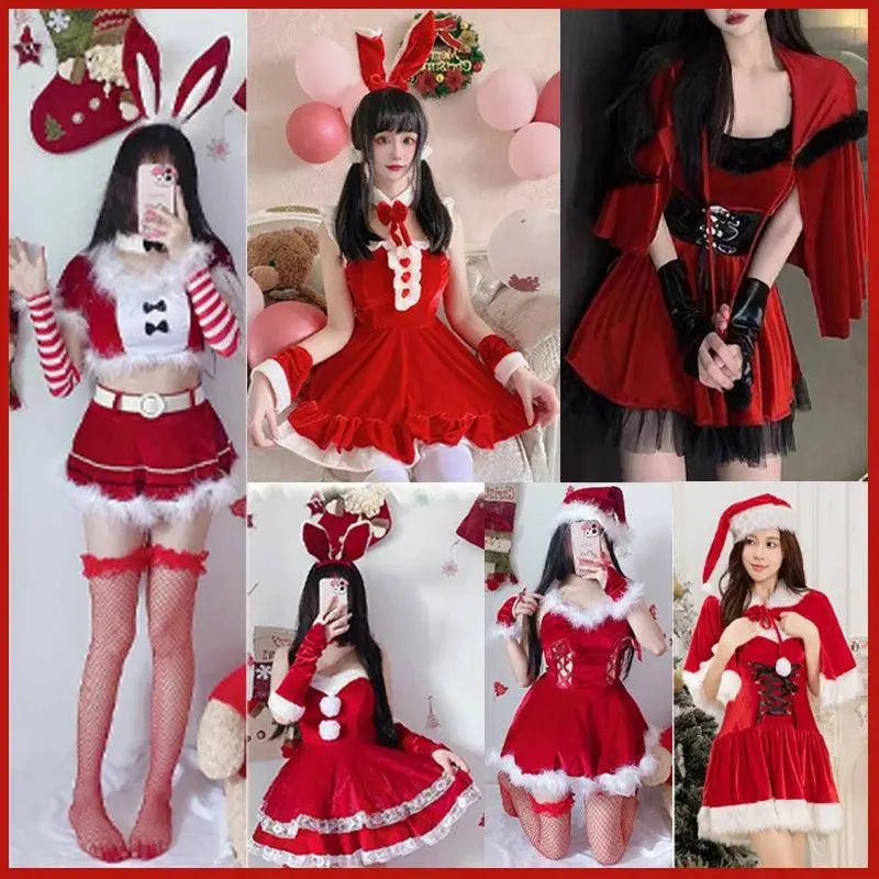 Women Christmas Cosplay Costume Female Santa Claus Series Uniform Xmas Party Snow Elk Girl Red Dress Sexy Bunny Seductive Suits - SS69