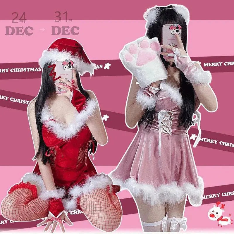 Women Christmas Cosplay Costume Female Santa Claus Series Uniform Xmas Party Snow Elk Girl Red Dress Sexy Bunny Seductive Suits - SS69