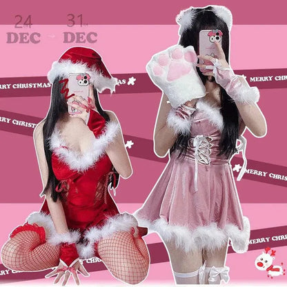 Women Christmas Cosplay Costume Female Santa Claus Series Uniform Xmas Party Snow Elk Girl Red Dress Sexy Bunny Seductive Suits - SS69