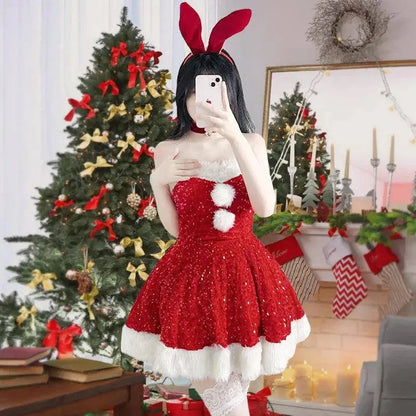 Women Christmas Cosplay Costume Female Santa Claus Series Uniform Xmas Party Snow Elk Girl Red Dress Sexy Bunny Seductive Suits - SS69