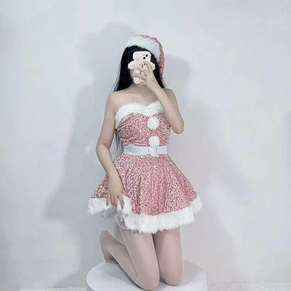 Women Christmas Cosplay Costume Female Santa Claus Series Uniform Xmas Party Snow Elk Girl Red Dress Sexy Bunny Seductive Suits - SS69