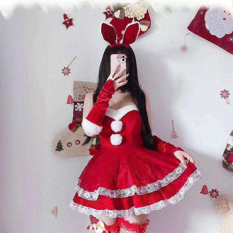 Women Christmas Cosplay Costume Female Santa Claus Series Uniform Xmas Party Snow Elk Girl Red Dress Sexy Bunny Seductive Suits - SS69