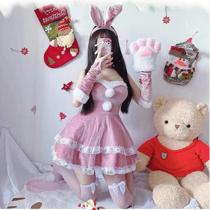 Women Christmas Cosplay Costume Female Santa Claus Series Uniform Xmas Party Snow Elk Girl Red Dress Sexy Bunny Seductive Suits - SS69