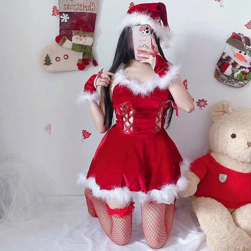 Women Christmas Cosplay Costume Female Santa Claus Series Uniform Xmas Party Snow Elk Girl Red Dress Sexy Bunny Seductive Suits - SS69