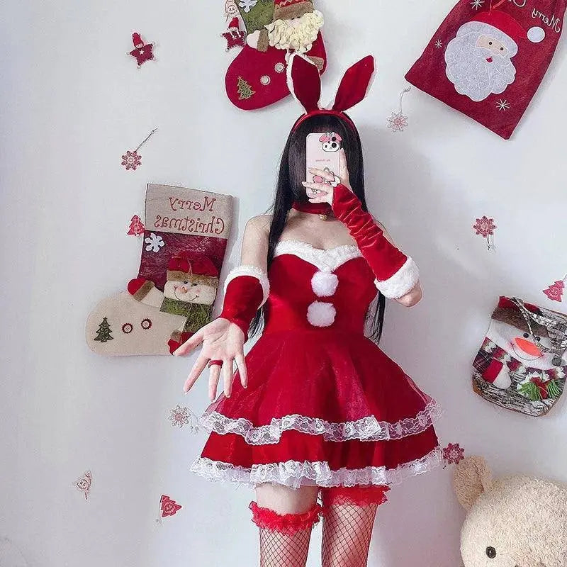 Women Christmas Cosplay Costume Female Santa Claus Series Uniform Xmas Party Snow Elk Girl Red Dress Sexy Bunny Seductive Suits - SS69