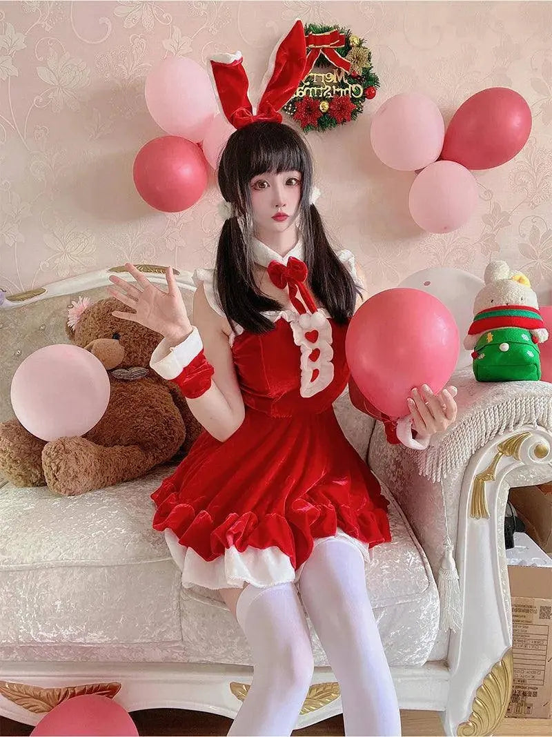 Women Christmas Cosplay Costume Female Santa Claus Series Uniform Xmas Party Snow Elk Girl Red Dress Sexy Bunny Seductive Suits - SS69