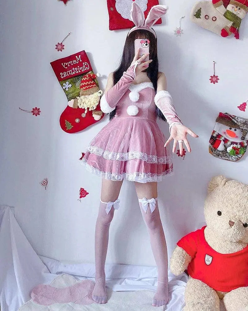 Women Christmas Cosplay Costume Female Santa Claus Series Uniform Xmas Party Snow Elk Girl Red Dress Sexy Bunny Seductive Suits - SS69