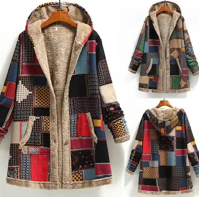 Women Cotton Winter Coat 2025 New Warm Velvet Wadded Parkas Long Sleeve Zipper Hooded Jacket Female Outerwear 4XL SS69