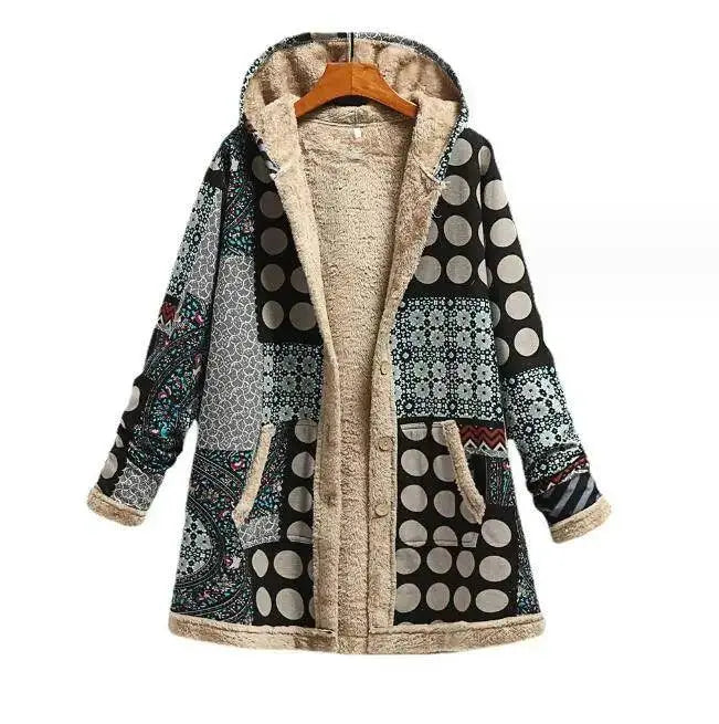 Women Cotton Winter Coat 2025 New Warm Velvet Wadded Parkas Long Sleeve Zipper Hooded Jacket Female Outerwear 4XL SS69