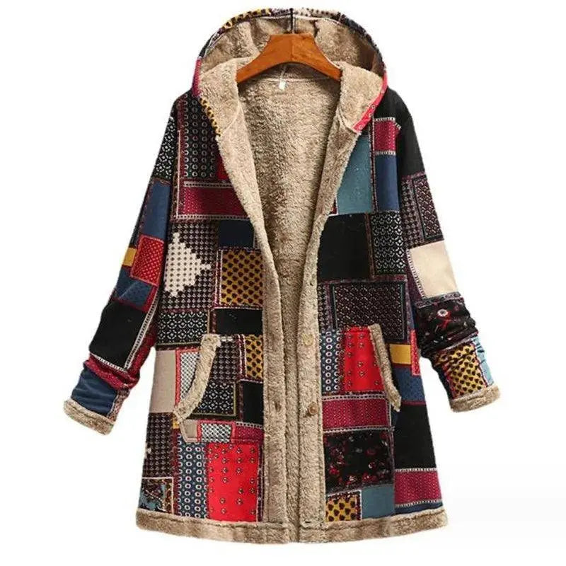 Women Cotton Winter Coat 2025 New Warm Velvet Wadded Parkas Long Sleeve Zipper Hooded Jacket Female Outerwear 4XL SS69