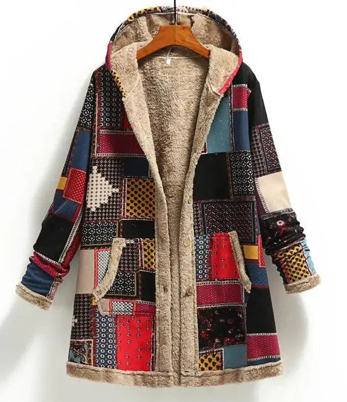 Women Cotton Winter Coat 2025 New Warm Velvet Wadded Parkas Long Sleeve Zipper Hooded Jacket Female Outerwear 4XL SS69