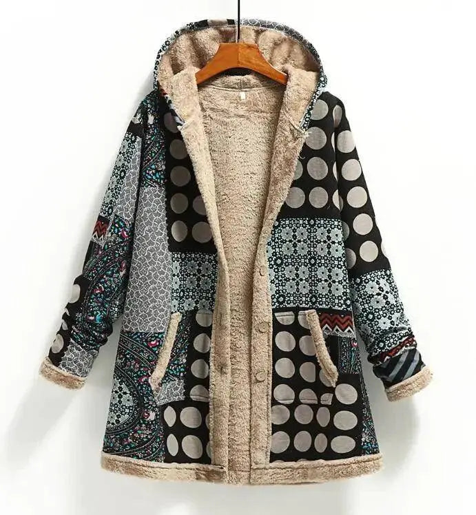 Women Cotton Winter Coat 2025 New Warm Velvet Wadded Parkas Long Sleeve Zipper Hooded Jacket Female Outerwear 4XL SS69