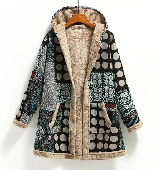 Women Cotton Winter Coat 2025 New Warm Velvet Wadded Parkas Long Sleeve Zipper Hooded Jacket Female Outerwear 4XL SS69