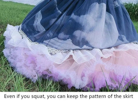 Women Fluffy Bubble Tutu Skirt White Ruffled Petticoat Girl Puffy Half Slip Prom Crinoline Underskirt colorful short under skirt - SS69