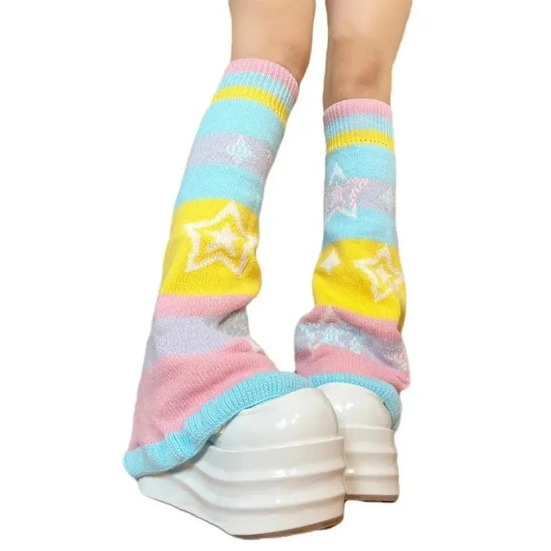 Women Harajuku Plush Leg Warmers Leopard Print Ruffled Baggy Foot Cover Socks SS69 26.69 9EE700481-C / One Size