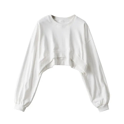 Women Long Sleeve Cropped Crop Top Hoodies Sweatshirt Causal Loose Pullover Tops Dropship SS69