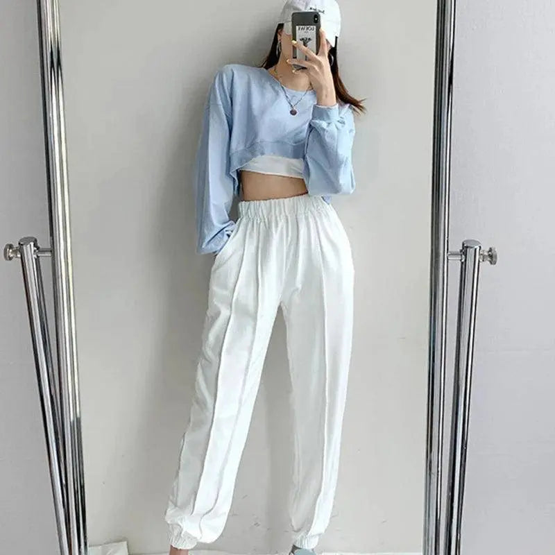 Women Long Sleeve Cropped Crop Top Hoodies Sweatshirt Causal Loose Pullover Tops Dropship SS69