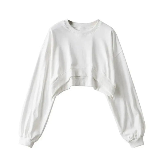 Women Long Sleeve Cropped Crop Top Hoodies Sweatshirt Causal Loose Pullover Tops Dropship SS69