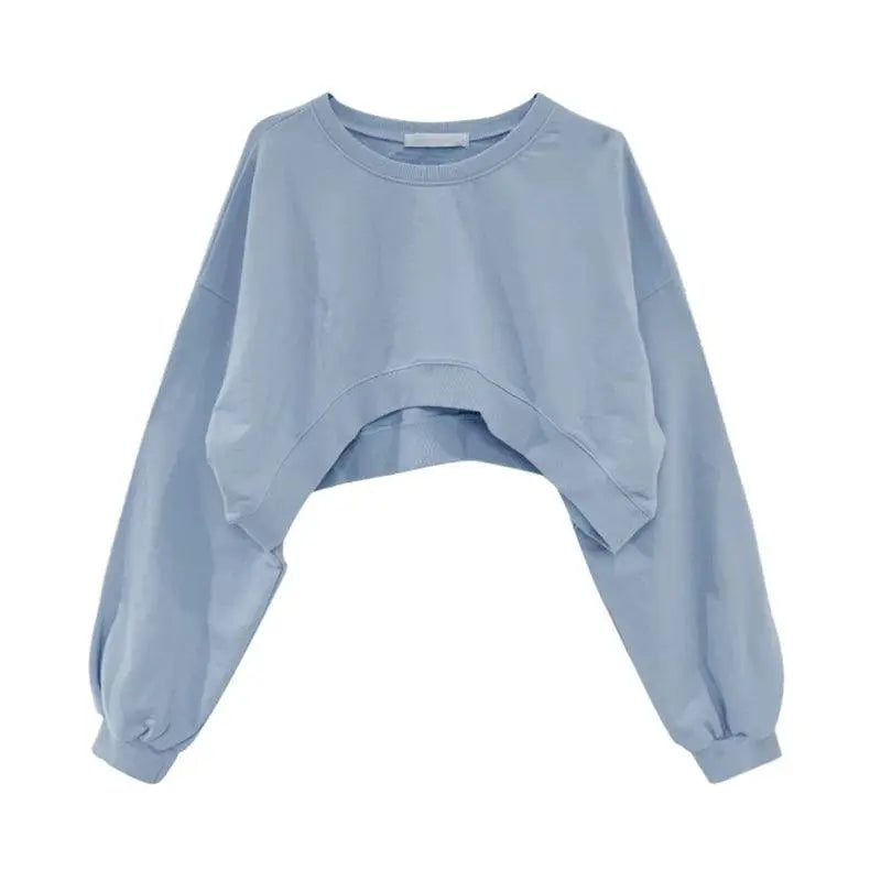 Women Long Sleeve Cropped Crop Top Hoodies Sweatshirt Causal Loose Pullover Tops Dropship SS69