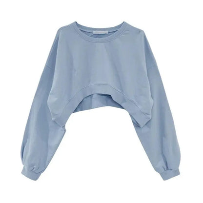 Women Long Sleeve Cropped Crop Top Hoodies Sweatshirt Causal Loose Pullover Tops Dropship SS69