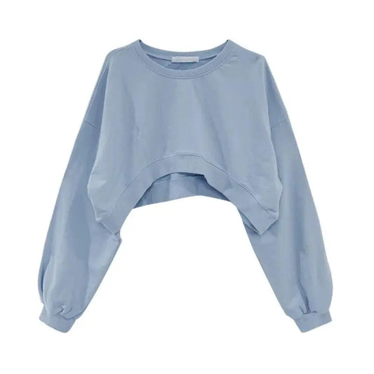 Women Long Sleeve Cropped Crop Top Hoodies Sweatshirt Causal Loose Pullover Tops Dropship SS69