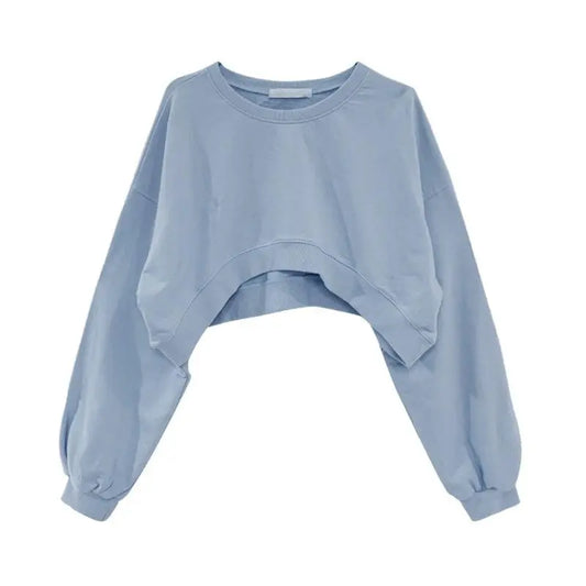 Women Long Sleeve Cropped Crop Top Hoodies Sweatshirt Causal Loose Pullover Tops Dropship SS69