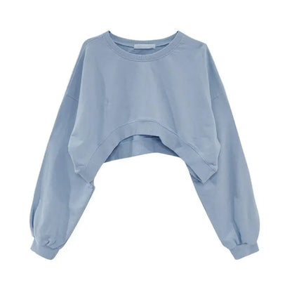 Women Long Sleeve Cropped Crop Top Hoodies Sweatshirt Causal Loose Pullover Tops Dropship SS69