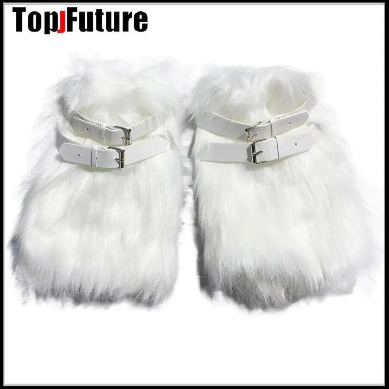 Women Spice Girl Harajuku Punk Black furry gothic Lolita furry Leg Warmer Women Winter Warmer Foot Cover Y2K Girl Leg warmers SS69