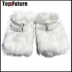 Women Spice Girl Harajuku Punk Black furry gothic Lolita furry Leg Warmer Women Winter Warmer Foot Cover Y2K Girl Leg warmers SS69