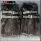 Women Spice Girl Harajuku Punk Black furry gothic Lolita furry Leg Warmer Women Winter Warmer Foot Cover Y2K Girl Leg warmers SS69