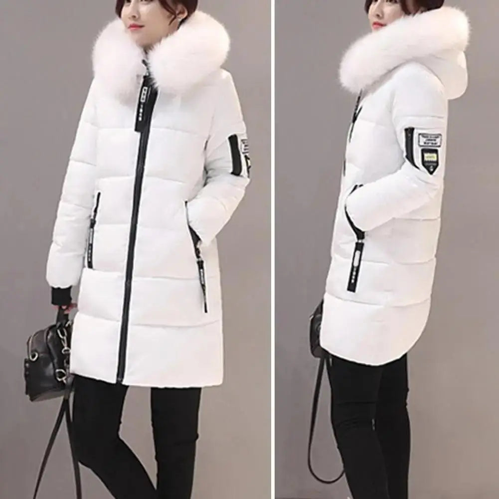 Women Winter Jackets Down Cotton Hooded Tops Large Size Parkas Mujer Coats Long Coat Fashion Female Fur Collar Outfits New Year SS69