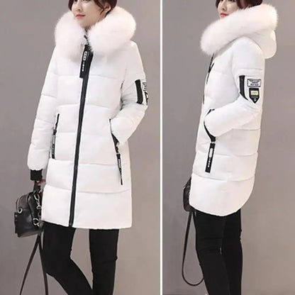 Women Winter Jackets Down Cotton Hooded Tops Large Size Parkas Mujer Coats Long Coat Fashion Female Fur Collar Outfits New Year SS69