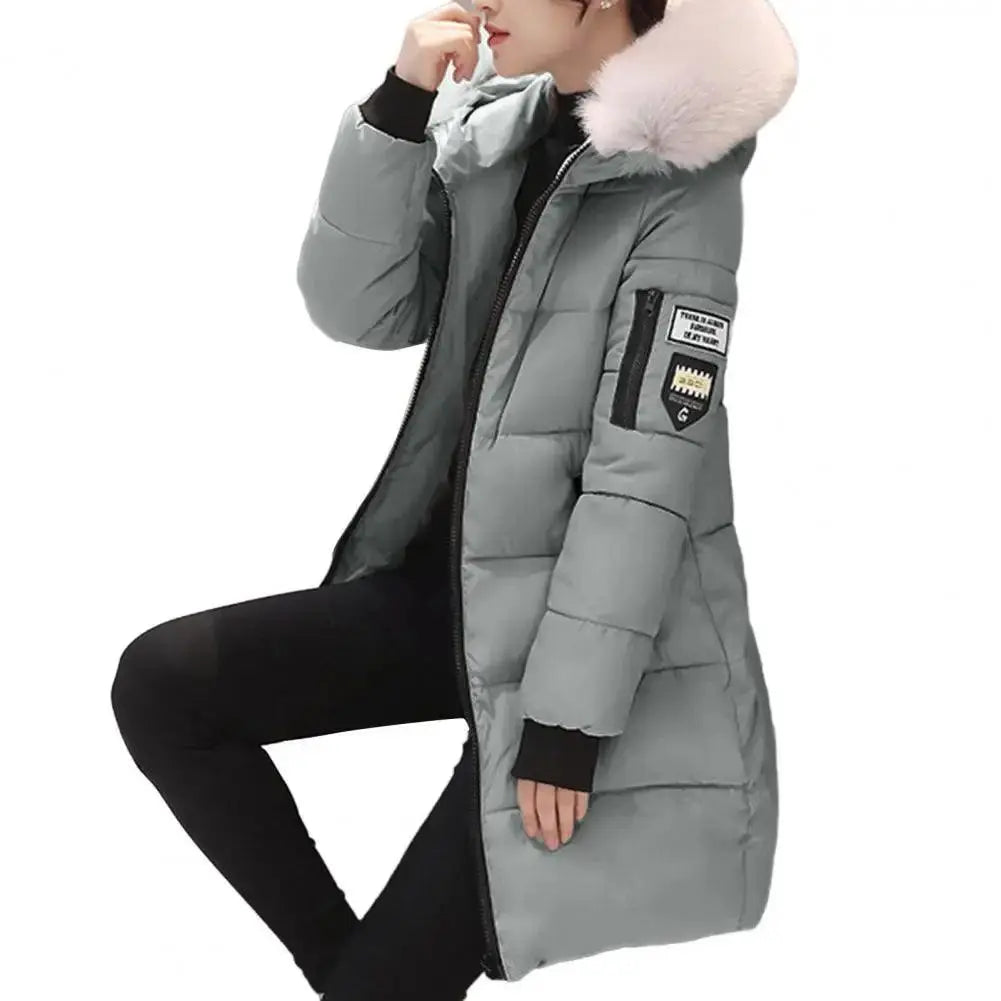 Women Winter Jackets Down Cotton Hooded Tops Large Size Parkas Mujer Coats Long Coat Fashion Female Fur Collar Outfits New Year SS69 14.69 Grey / M