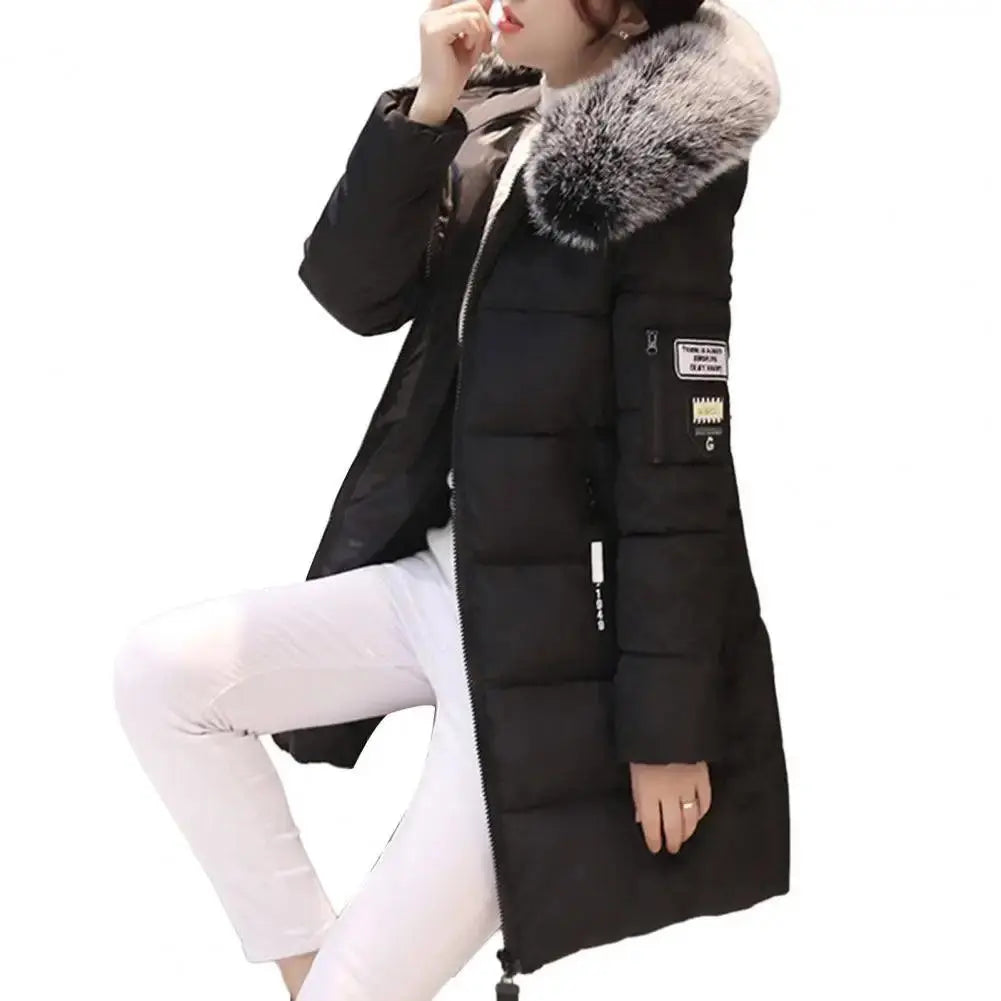 Women Winter Jackets Down Cotton Hooded Tops Large Size Parkas Mujer Coats Long Coat Fashion Female Fur Collar Outfits New Year SS69 15.69 Black / 2XL