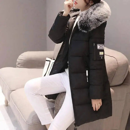 Women Winter Jackets Down Cotton Hooded Tops Large Size Parkas Mujer Coats Long Coat Fashion Female Fur Collar Outfits New Year SS69