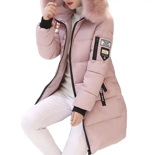 Women Winter Jackets Down Cotton Hooded Tops Large Size Parkas Mujer Coats Long Coat Fashion Female Fur Collar Outfits New Year SS69 14.69 Pink / L