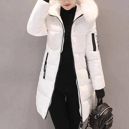 Women Winter Jackets Down Cotton Hooded Tops Large Size Parkas Mujer Coats Long Coat Fashion Female Fur Collar Outfits New Year SS69