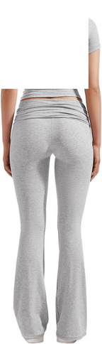 Women'S 2 Piece Lounge Outfits Slim Short Sleeve Tops Low Rise Flare Leggings Sets Yoga Sweatsuit - SS69