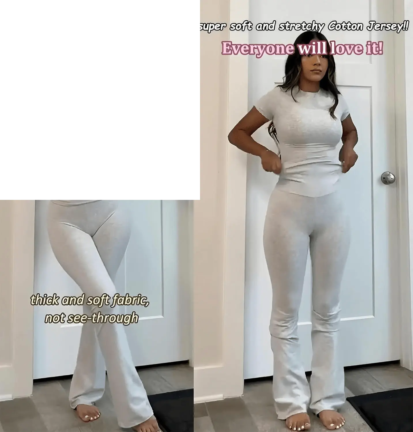 Women'S 2 Piece Lounge Outfits Slim Short Sleeve Tops Low Rise Flare Leggings Sets Yoga Sweatsuit - SS69