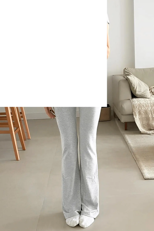 Women'S 2 Piece Lounge Outfits Slim Short Sleeve Tops Low Rise Flare Leggings Sets Yoga Sweatsuit - SS69