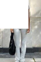 Women'S 2 Piece Lounge Outfits Slim Short Sleeve Tops Low Rise Flare Leggings Sets Yoga Sweatsuit - SS69