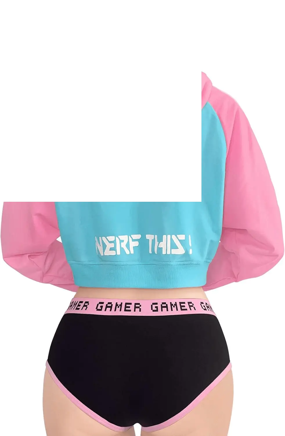 Women'S Bunnywatch Cosplay Gaming Casual Regular Fit Long Sleeve Drawstring Cropped Hoodie Sweater Pink - SS69