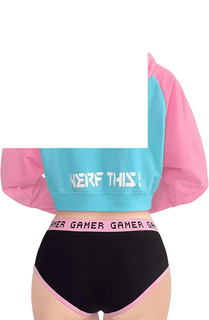 Women'S Bunnywatch Cosplay Gaming Casual Regular Fit Long Sleeve Drawstring Cropped Hoodie Sweater Pink - SS69